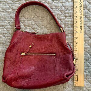 Cole Haan Red Pebbled Leather Hobo Bag